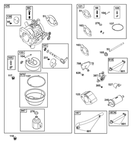 Carburetor And Fuel Supply Group Diagram and Parts List for 305777-0160-B5 200000 - 399999 Briggs and Stratton Engine